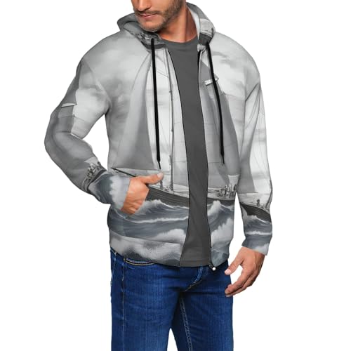 Sweat à capuche pour homme motif océan voile pour l'automne