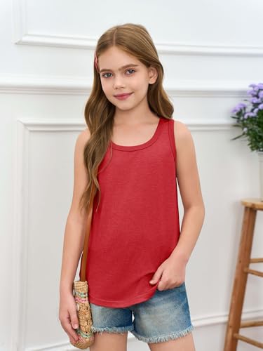 Haloumoning Girls Tank Tops Kids Summer Crewneck Sleeveless Shirts Dancewear 5-14 Years2