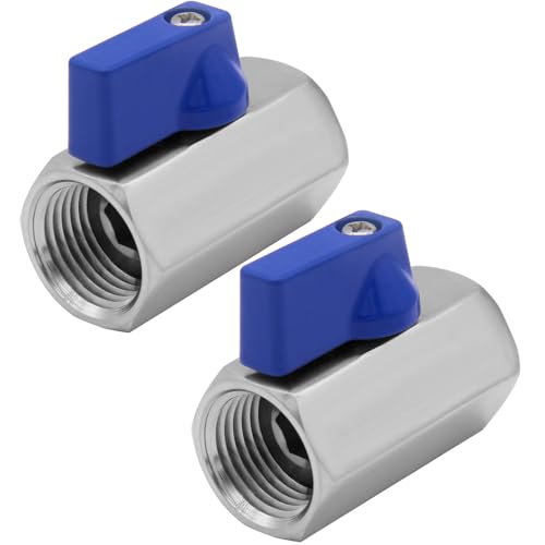 Beduan 1/2 Mini Ball Valve Stainless Steel Female x Female NPT Thread Shut-Off Valve(Pack of 2)
