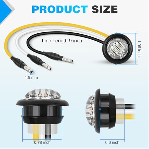 Image of Nilight 3 /4 Inch Dual Color Marker Light Amber Turn White Clearance Lights