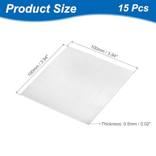 Image of uxcell 15 Pcs Zinc Sheets, 99.9% High Purity Zinc Plate 0.02 inchx4 inchx4 inch(0.5x100x100mm) Metal Zinc Foil Zinc Anode Strip for Science Lab Industry DIY Craft