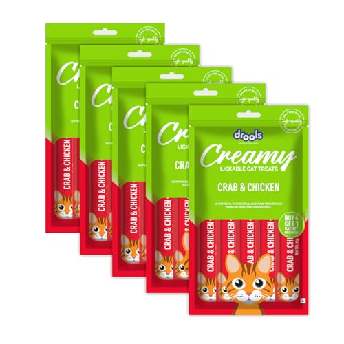 Drools Creamy Lickable Cat Treat Crab and Chicken (Pack of 5 Pouches, 375 Grams) for All Life Stages (B0CV51DZBD) Amazon Price History, Amazon Price Tracker
