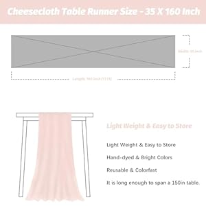 Nialnant light pink gauze table runners10ft cheesecloth table runner for wedding bridal showerholiday birthday partyeaster table decoration  urban country home decor