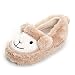 Estamico Baby Toddler Girls Warm Fleece Slippers Cute Cartoon Winter Soft Cozy Non-slip Plush Home Shoes, Beige, US 5-6 M