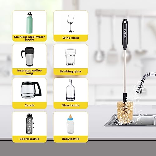 Image of 2-in-1 Water Bottle Brush, Water Bottle Cleaner & Straw Brush Cleaning Scrubbing Brush 15 in Long Bottle Brush Detachable Head Multi-Function Cleaning Brush Homework Cleaning Brushe