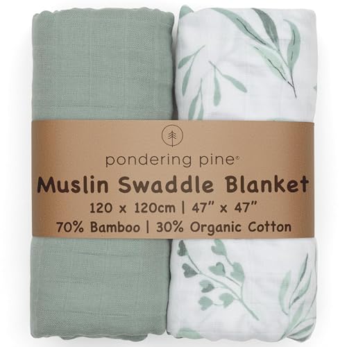 Organic Baby Muslin Swaddle Blankets for Boy or Girl -