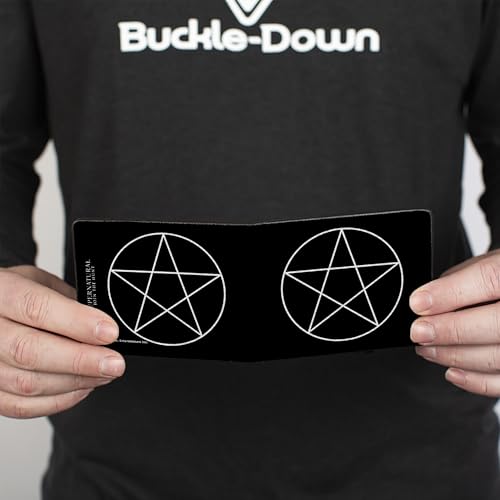 Buckle-Down Men's PU Bifold Wallet-Supernatural Pentagram Black/White, Multicolor, 4.0" x 3.5"4