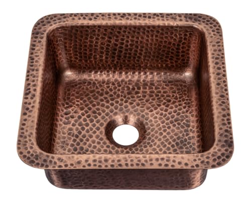 Monarch Abode Kitchen & Bar Sink – 12-inch Glasgow Dual Mount Drop in Bar Prep Sink, Hand Hammered Pure Copper Sinks, Drop in or Undermount Kitchen Sinks, Decorative Single Dual Mount Bowl