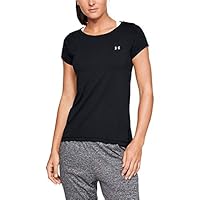 Under Armour Women's HeatGear Armour Short Sleeve T-Shirt, Black/Metallic Silver, Small