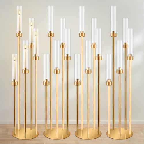 DIWNELEM Gold Candelabra Centerpieces 4-Pack