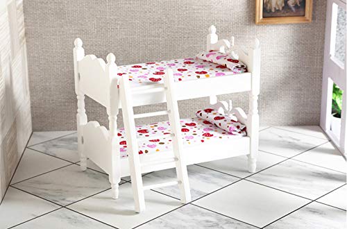 image for Z MAYABBO Wooden Dollhouse Furniture of Baby bunk Bed with Ladder for 