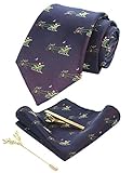 JEMYGINS Herren Weihnachts Krawatte Schlitten Muster Woven Party Krawatte & Einstecktuch Set(8)