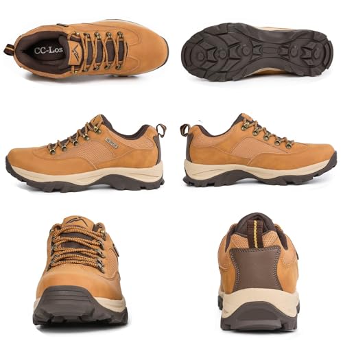 Image of CC-Los Men's Waterproof Hiking Shoes Slip Resistant Work Shoes Durable Rubber Sole Outdoor Trekking Daily Work Brown Size 7-13.5