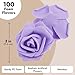 Juvale 100-Pack Purple Faux Flowers for Wedding Decor - 3-in Stemless Artificial Roses - Reusable Plastic Heads for Centerpiece Table Decorations & Crafts