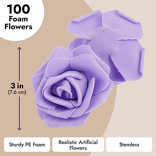Juvale Stemless Artificial Roses - Durable Plastic Roses for Wedding Decor - for Centerpiece Table Decorations - Realistic Artificial Flowers for Maintenance-Free Use - Purple, Pack of 100 by Juvale - Used condition - Image 3