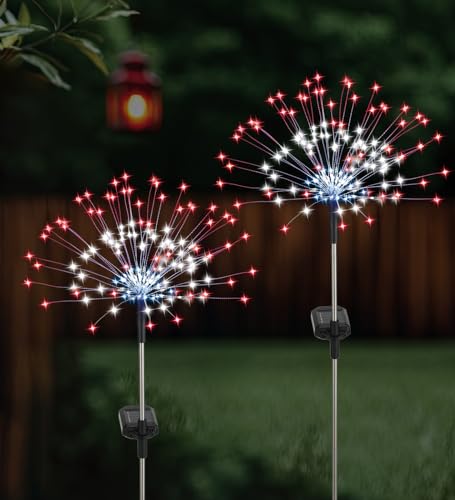 Regal Art & Gift Americana Solar Stake Set of 2, Patriotic Metal LED Light