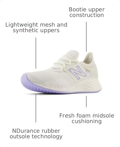 Image of New Balance Kid's Fresh Foam Roav V1 Lace-up Running Shoe, Sea Salt /Turtledove /Daybreak, 6.5 Wide Big Kid