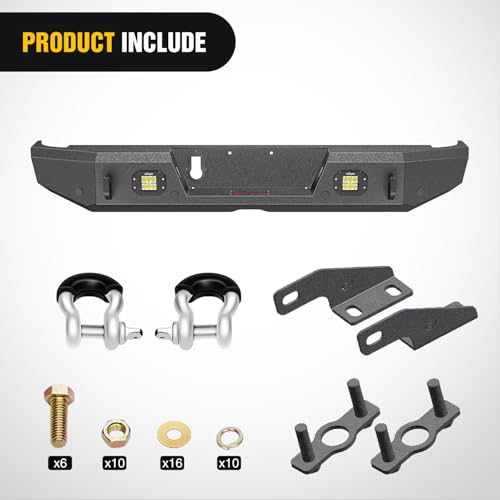 Image of Nilight Rear Step Bumper Compatible with 2020 2021 2022 2023 2024 2025 Gladiator JT Super Duty Pickup Truck Bumper with LED Lights, Sensor Holes and D-rings