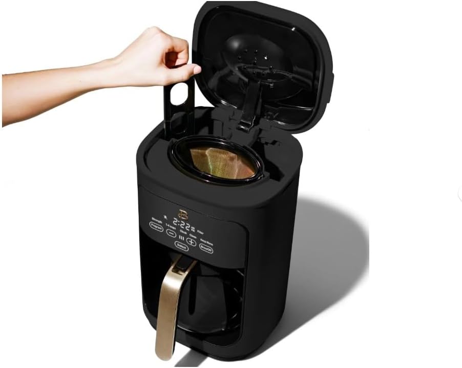 Beautiful 14-Cup Programmable Drip Coffee Maker with Touch-Activated Display, Black Sesame by Drew Barrymore