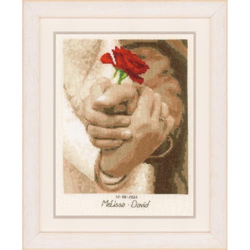 Image of Vervaco Wedding Rose Counted Cross Stitch Kit 21 x 28 cm