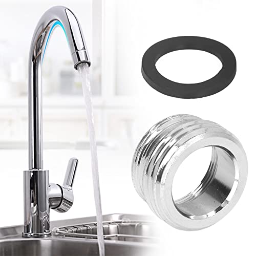 Faucet Adapter Kit, 2Pcs Stainless Steel Aerator Adapter Set Straight Thread 15/16in Male 27/32in Female to 17/16in Sink Faucet Adapter with Washer for Garden Hose - Thumbnail 6