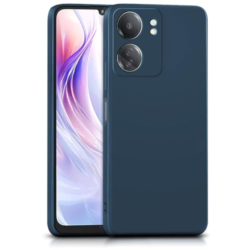 Image of WOW IMAGINE Back Cover for Xiaomi Redmi 13C 4G | Poco C65 | Ultra Slim Soft Rubberised Case | Inner Velvet Fabric Lining | Matte Silicone Flexible Mobile Case | Camera Protection - Blue