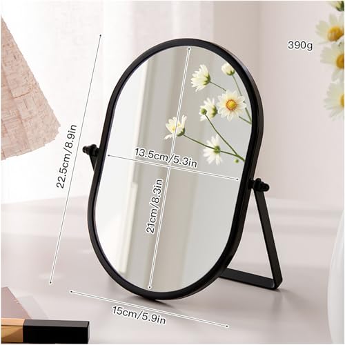 Espejo de Maquillaje Ovalado Ajustable de Escritorio Negro miniatura 3