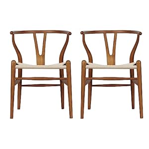 Tomile 2er Set Esszimmerstühle Eschenholz-Walnuss