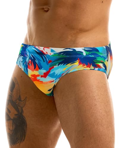 MIZOK Mens Sexy Prints Swim Briefs Hot Body Swimsuit Colorful Swimming Short2