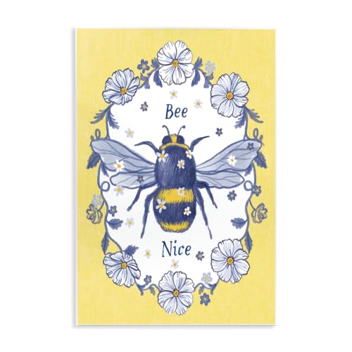 Bee Nice Floral Insect Wreath, 13 x 19 Inch Mounted Print on Wall Plaque