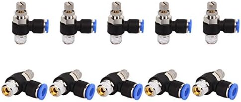 SNS JSC1/4-N02 1/4"Tube OD x 1/4 NPT 90 Degree Elbow Air Flow Control Valve Push to Connect Fitting Speed Control Valve(10 PCS)