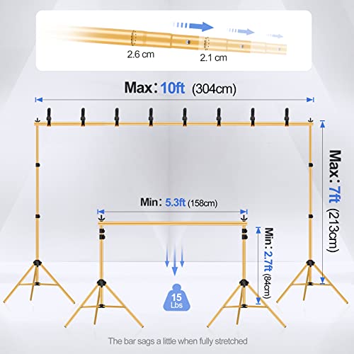 EMART Backdrop Stand 2mx3m(HxW) Photo Studio Adjustable Background Stand Support Kit with 2 Crossbars - Image 2