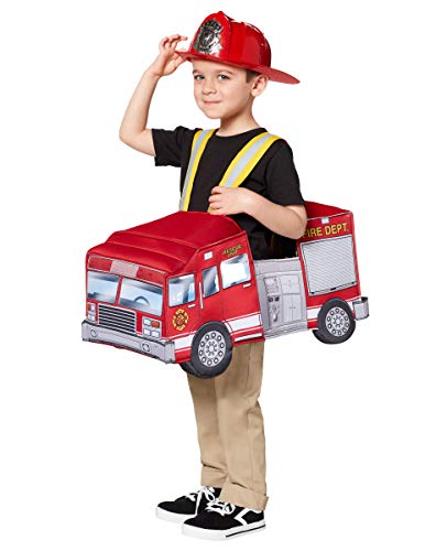 Spirit Halloween Toddler Light-Up Firetruck Ride-Along Costume, Unisex Child, CHILD