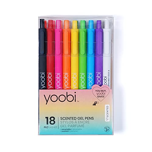 Yoobi Retractable Gel Pen Set, 18 Bright Colors, Fine 1.00Mm Point For School Or Office, Retractable Pens, Comfortable Grip And Smooth Traction #TOP1