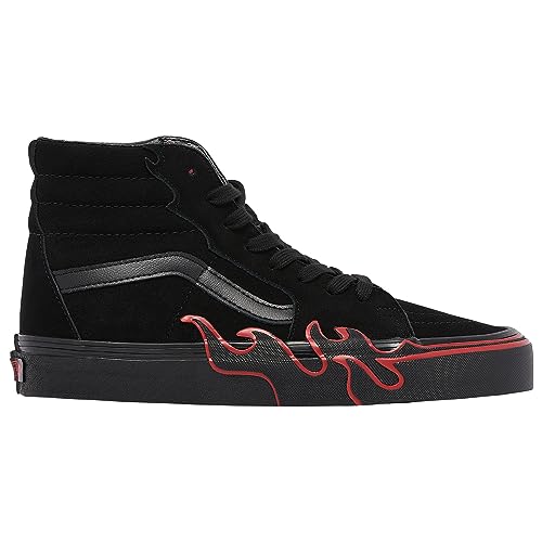 Vans Vans Unisex's High-top, Suede Black Red Flames, 12.5 Women/11 Men