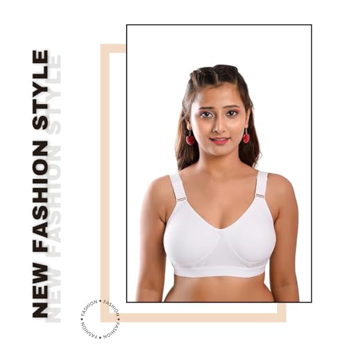 Image of Viral Girl Women's Wire-Free Cotton Hosiery Bra | Non-Padded, Full Coverage, Adjustable Straps | Soft Comfortable Innerwear with Hook & Eye Closure for Everyday Use