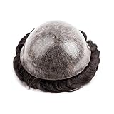 Toupee homme Unité centrale mince d'injection de peau tout le toupet des hommes système remplacement cheveux humains poly base Prothèses capillaires(6x9)