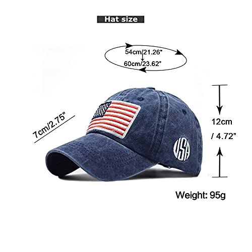 Image of INOGIH Men's American-Flag Embroidered Washed Cotton Baseball-Cap Distressed Dad-Hats Adjustable