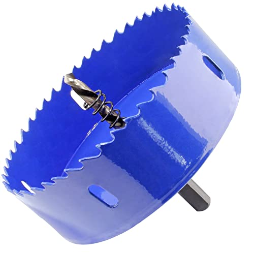 Image of Luomorgo 111mm /4 3 /8 inch Hole Saw, 1 1 /4 inch Cutting Depth | HSS Bi-Metal, For Wood Cornhole Boards, For Plastic Drywall, For Metal Sheet
