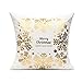 All Smiles White Gold Christmas Decorations Throw Pillow Covers 18X18 Set of 4 Winter Xmas Navidad Home Holiday Décor Velvet Cushion Cases for Sofa Tree Snowflake Reindeer