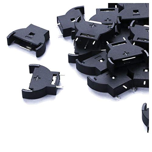 Shell Dip Type CR2032 Button Cell Battery Sockets Holder Case 3 Pin Holder Case - Black - 20 Pieces