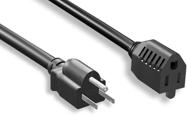 Kentek 25 Feet Ft 14 AWG Power Extension Cable Cord NEMA 5-15P to 5-15R 15A/125V SJT Black