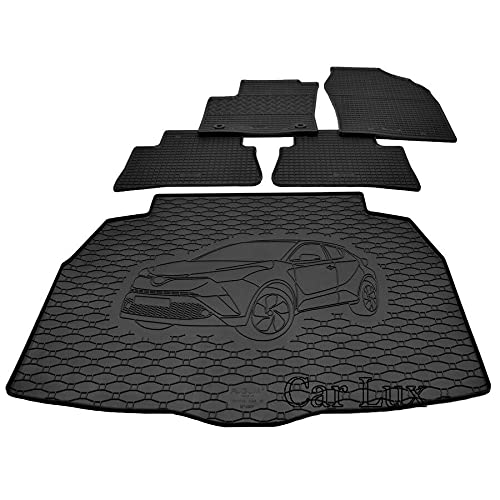 Car Lux DUO06036 - Alfombra Protector Maletero + Alfombras Alfombrillas de Goma a Medida para Toyota C-HR CHR Desde 2016-