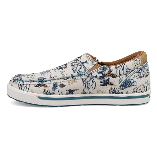 Twisted X Kid's Hooey Slip-On Loper, Moc Toe, Ivory & Turquoise, 3 M2