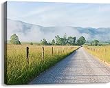 TIGTMULERLY Bathroom Wall Art Decor for Bedroom Living Room Small Canvas Wall Art Framed Morning Cades Cove the Smoky Mountains Prints Artwork Painting Pictures Kitchen Office