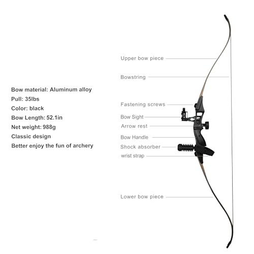 REAWOW Archery Recurve Bows for Adults Bow and Arrows Sets Hunting Takedown Bows Adult Teens Beginner Right Handed Shooting Practice 54" 6 Carbon Arrows 35lbs - Image 2