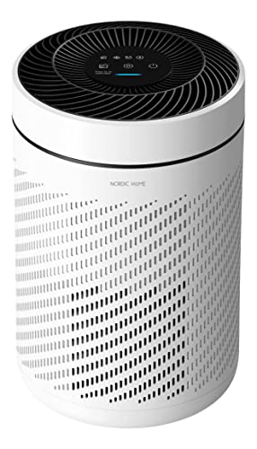 Nordic Home Culture Luftreiniger für Allergiker, 3 Luftreinigungsmodi Auto- Turbo- & Silentmodus, H13 HEPA Filter, Filterstatusanzeige, 99.97% Filterleistung gegen Gerüche, Staub, Pollen, Keime, weiß Cover