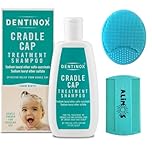 Alimos Baby Bath Silicone Brush & Fine Tooth Comb With Cradle Cap Treatment Shampoo for Babies, 125 milliliters