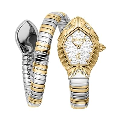 Just Cavalli Signature Snake Speranza - Orologio Da Polso Da Donna Al Quarzo Moda Bracciale E Cassa In Acciaio Inox Oro Quadrante Analogico Grigio - JC1L356M0055