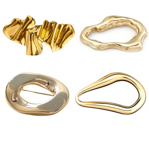 ROKZELT 4 Piezas Broches únicos dorados para mujer, broche de